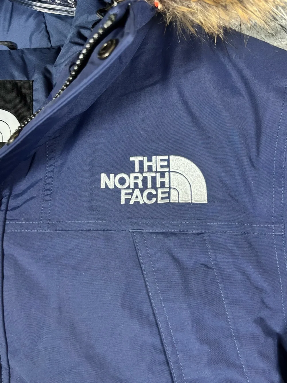 NEW North Face Mens XL McMurdo Parka Puffer Jacket Blue Fur Hood Winter Coat Ski